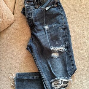 Women’s old navy Dark Wash Distressed High-Rise Jeans size 4
